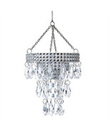 KURT ADLER CLEAR ACRYLIC BEADED SILVER CHANDELIER CHRISTMAS ORNAMENT T0807 - $11.78