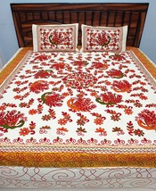 Bed-sheet bedcover pillow 3 pcs.set Antique handmade Tapestry peacock embroider  - £58.54 GBP