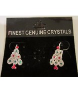 Christmas Tree Pierced Earrings New on Card Festive Rhinestones 3/4 Inch... - $20.50 CAD