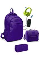 Coral High Girl&#39;s Purple 3-Piece Bag Set - With Usb Socket - £187.62 GBP