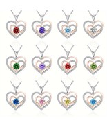 Sterling Silver Heart Birthstone Necklace for Girls  Teens - $35.64 CAD+