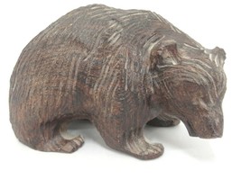 Brown Bear Figurine Resin Resembles Carved Wood 3&quot; x 6&quot; - £7.49 GBP