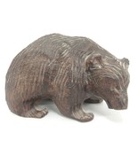 Brown Bear Figurine Resin Resembles Carved Wood 3&quot; x 6&quot; - £7.39 GBP