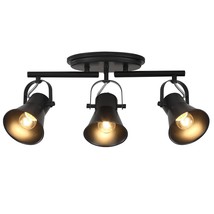 3-Light Track Lighting Kit,Black Semi Flush Mount Ceiling Light With 3 Rotatable - £81.52 GBP