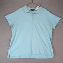 Lands End Light Blue Polo Shirt Top Women&#39;s Plus Size 1X 7-Button Short ... - $20.00