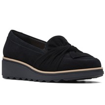 Clark’s Shoes Womens 8.5 Black Suede Slip On Loafers Sharon Dasher Collection - £23.63 GBP