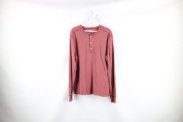 J Crew Mens Size Medium Blank Long Sleeve Henley T-Shirt Dusty Red Cotton - $29.65