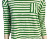 Talbots White and Green Striped Boat Neck 3/4 Sleeve T Shirt Size M - $18.99