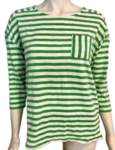 Talbots White and Green Striped Boat Neck 3/4 Sleeve T Shirt Size M - £14.95 GBP