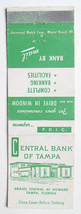 Central Bank of Tampa - Florida 20 Strike Bank Matchbook Cover Matchcover FL - £1.59 GBP
