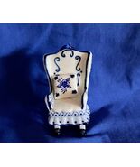 Vintage Kurt Adler Rocking Chair w Pillow Ornament Delft Blue Porcelain ... - $11.88