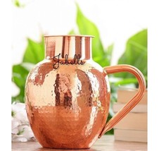 Pure Copper Hammered Surai Style Jug, Pitcher with a Bowl Style Lid, Ser... - $71.58