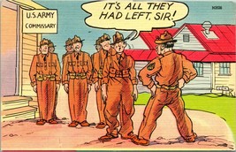 Vtg WW2 Comic Military Linen Postcard US Army &quot;It&#39;s All They Had Left, Sir&quot; - $10.19