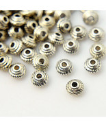 20 Metal Spacer Beads Antiqued Silver 5mm Alloy Ornate Bicone - $4.82 CAD
