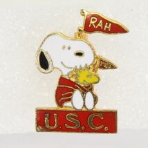 Vtg USC Peanuts Snoopy Woodstock Enamel Hat Lapel Pin Trojan RAH 0.75" W... - $12.73