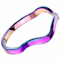 Rainbow Elemental Wave Ring Stainless Steel Stackable Band Minimalist Jewelry - £7.18 GBP