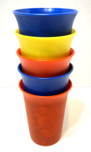 Vintage Tupperware Bell Tumblers Kids Cups Model 109 Blue Orange Yellow Lot 5 - £8.32 GBP