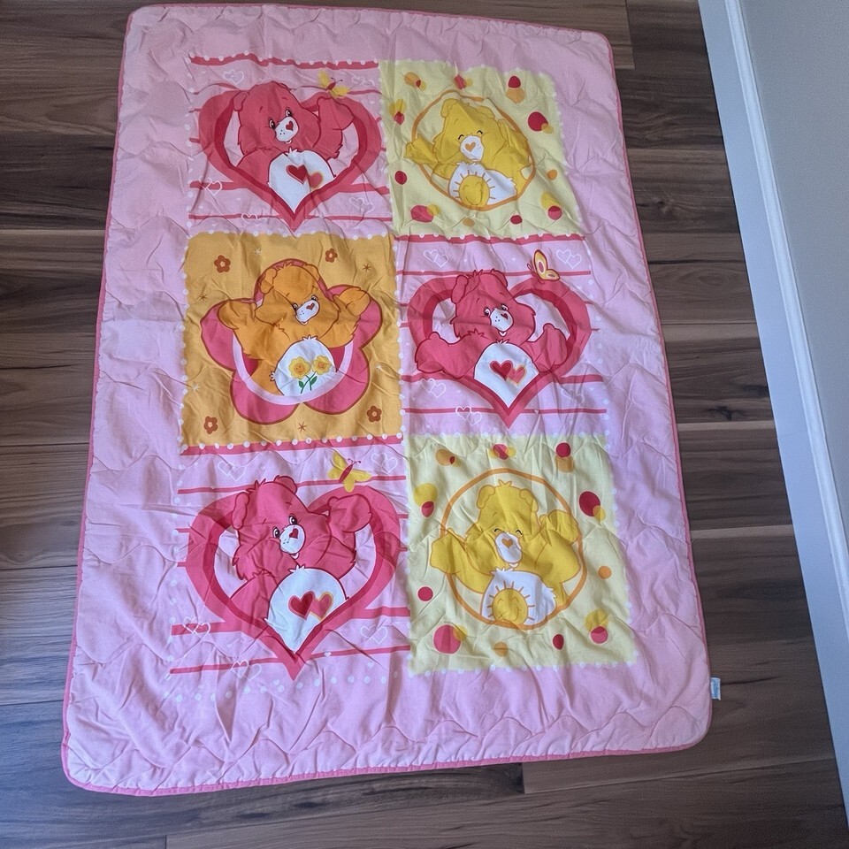 Vintage Care Bears Pink Toddler Bed Quilt  Coverlet - $47.49 Vintage Care Bears Pink Toddler Bed Quilt  Coverlet - $47.49