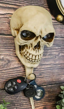 Pack Of 2 Macabre Halloween Grinning Evil Skull Head Bone Wall Coat Hook Plaque - £24.90 GBP