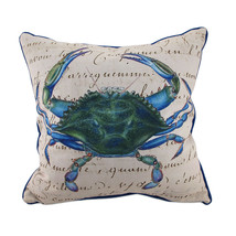 Betsy Drake Male Blue Crab Indoor Outdoor Decorative Throw Pillow 18in. - £42.68 GBP