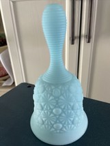 Vintage Fenton Frosted Blue Glass Daisy And Button Bell 6&quot; - £10.85 GBP