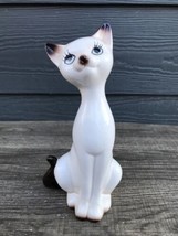VTG Japan Mid Century Modern Siamese Cat Figurine 8” Tall Blue Eyes Kitsch MCM - £26.96 GBP