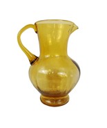 Vintage Golden Amber Blown Art Glass Pitcher 40oz 5-Cups 1-Quart 8&quot; Tall - $588.45 MXN