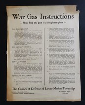 1940s Wwii Poster Broadside War Gas Instructions Council Defense Lower Merion Pa - £53.78 GBP
