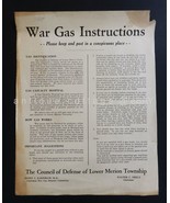 1940s WWII POSTER broadside WAR GAS INSTRUCTIONS council defense lower m... - £51.01 GBP