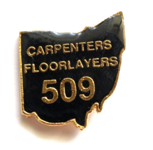 VTG Ohio Carpenters Floor Layers Union Local 509 OH Map Black Gold  Enamel Pin - £10.00 GBP