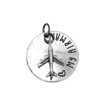 Air Force Charm Quote Charm Antiqued Silver Airplane Charm Airman Pilot Pendant - £2.86 GBP