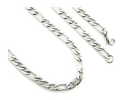 Stainless Steel 19.6 Inches 6mm Wide Textured Figaro Link Unisex Chain Necklace - $18.51