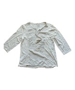 Chico&#39;s Top Women&#39;s Size Small Ivory Pullover Beaded Sequins Boho 3/4 Sl... - €10,18 EUR