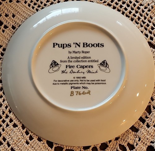 Danbury Mint ~ 'Pups N Boots' by Marty Roper Dalmatian Plate B7662 ~ Fire Capers Item image 2