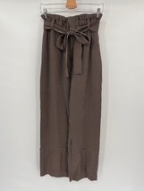 Point Sur Paperbag Waist Wide Leg Pants Sz 2 Brown Black Striped - £22.96 GBP