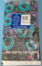 Birthday 60 Years Party Continues Table Cover Plastic 54&quot;X102&quot; Black Pur... - $12.55