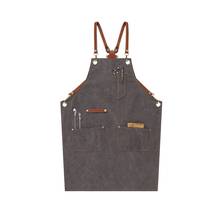 Unisex Canvas Back Cross Leather Straps Apron With Towel Holder - £50.34 GBP