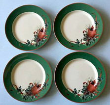 Lenox Winter Greetings Dessert Salad Plate SET/4 Green Band Cardinal Bird 8&quot; New - £70.81 GBP