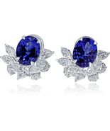 4.24CT Tansanit GIA Zertifiziert 2.13CT Lab Grown Diamant Ohrringe 14k W... - $3,009.35
