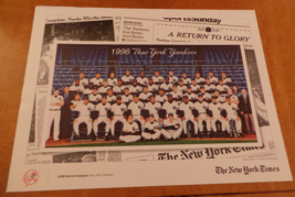 1996 New York Yankees Championship Team Photo 1996 NY Times Collection excellent - £11.00 GBP