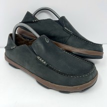 OluKai Men’s Moloa Comfort Slip On Shoe Sz 8 Black Ray Toffee Leather Dr... - €42,89 EUR