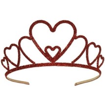 Fancy Red Hearts Glitter Metal Tiara Sweetheart Queen Crown Princess Cup... - $20.29 CAD