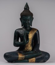 Antigüedad Khmer Estilo Cambodia Sentado Madera Buda Estatua Enseñanza Mudra - - £655.87 GBP