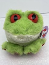 Vintage Puffkins 1998 Stuffed Plush Green Freddy The Frog Red Eyes And Feet - £5.41 GBP