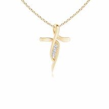 ANGARA 0.08ctw Three Stone Diamond Cross Pendant Necklace in 14K Gold (GVS2) - £405.12 GBP