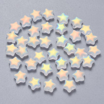 10 Glass Star Beads White Smoke Frosted Clear AB Celestial Jewelry Suppl... - £5.23 GBP