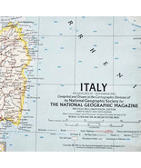 1961 Italy Map National Geographic Europe Sardinia Sicily Vintage 24.5 x... - $19.99