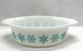 Vintage Pyrex Casserole Dish Snowflake 1 1/2 Quart 1.5 Qt 043 Turquoise No lid - £19.34 GBP