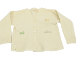 Vintage Ivory Wool Infant Sweater Bird Nest Embroidery Doll Size 1950s - $14.80