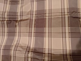 3.75yd BP#64 Brown Taupe Khaki Italian Plaid Silk Fabric 2.3&quot; X 2.13&quot; Sqs Dress - £60.05 GBP